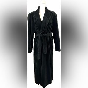 Vintage 1980s Portrait J.L. de Ball Velvet Duster Jacket w/Wrap Belt-Made in USA